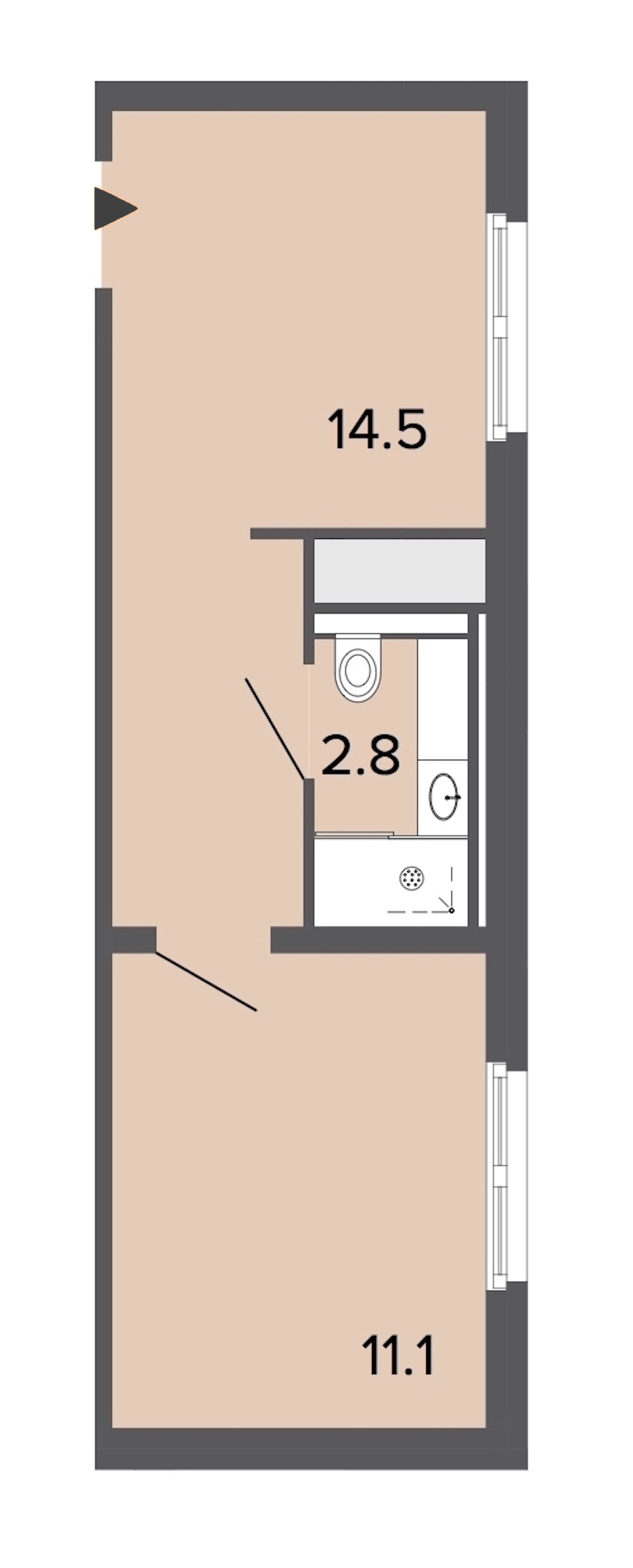 1-комнатная квартира 28.3 м², 8/13 эт., Апарт-отель «ARTSTUDIO Moskovsky»